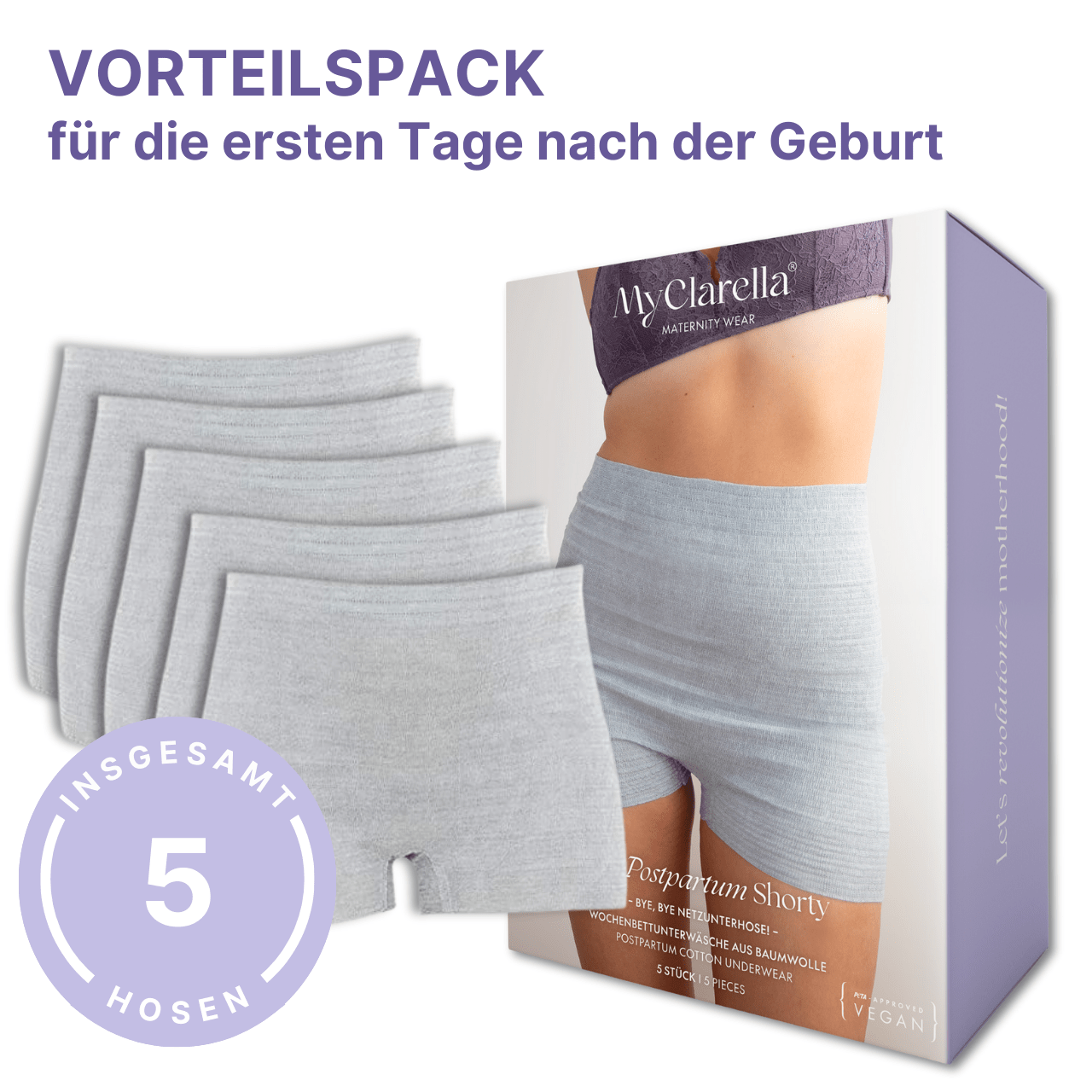 Wochenbett - Einwegunterwäsche - The Postpartum Shorty (5er Pack) - MyClarella