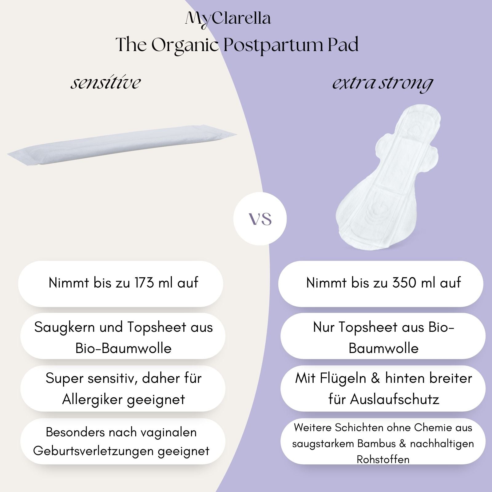 Wochenbetteinlagen "sensitive" aus 100% Bio-Baumwolle (10er Pack) - MyClarella