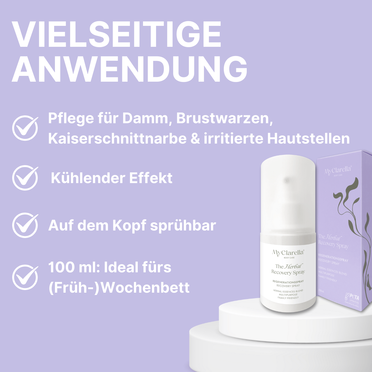 Regenerationsspray / Intimpflege mit Calendula & Hamamelis - The Herbal Recovery Spray - MyClarella