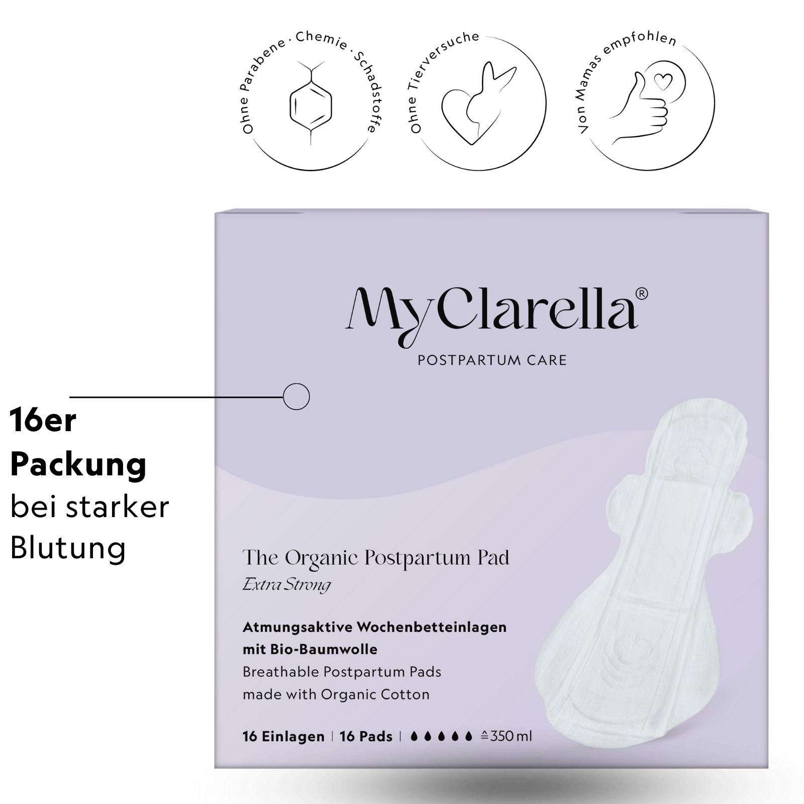 The Organic Postpartum Pad - Extra Strong (16er Pack) - MyClarella